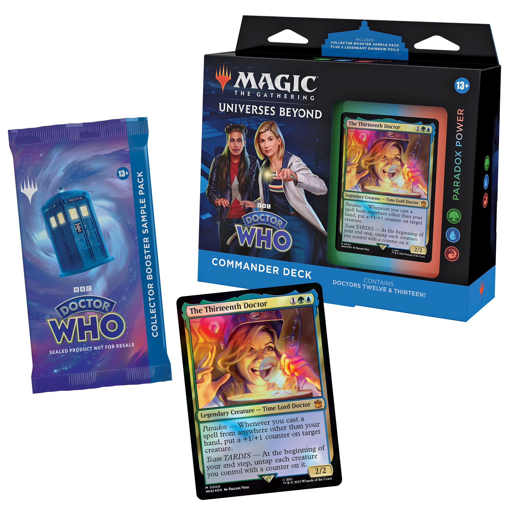 Magic: The Gathering Doctor Who Commander Deck – Paradox Power (100-Card Deck, 2-Card Collector Booster Sample Pack + Accessories)