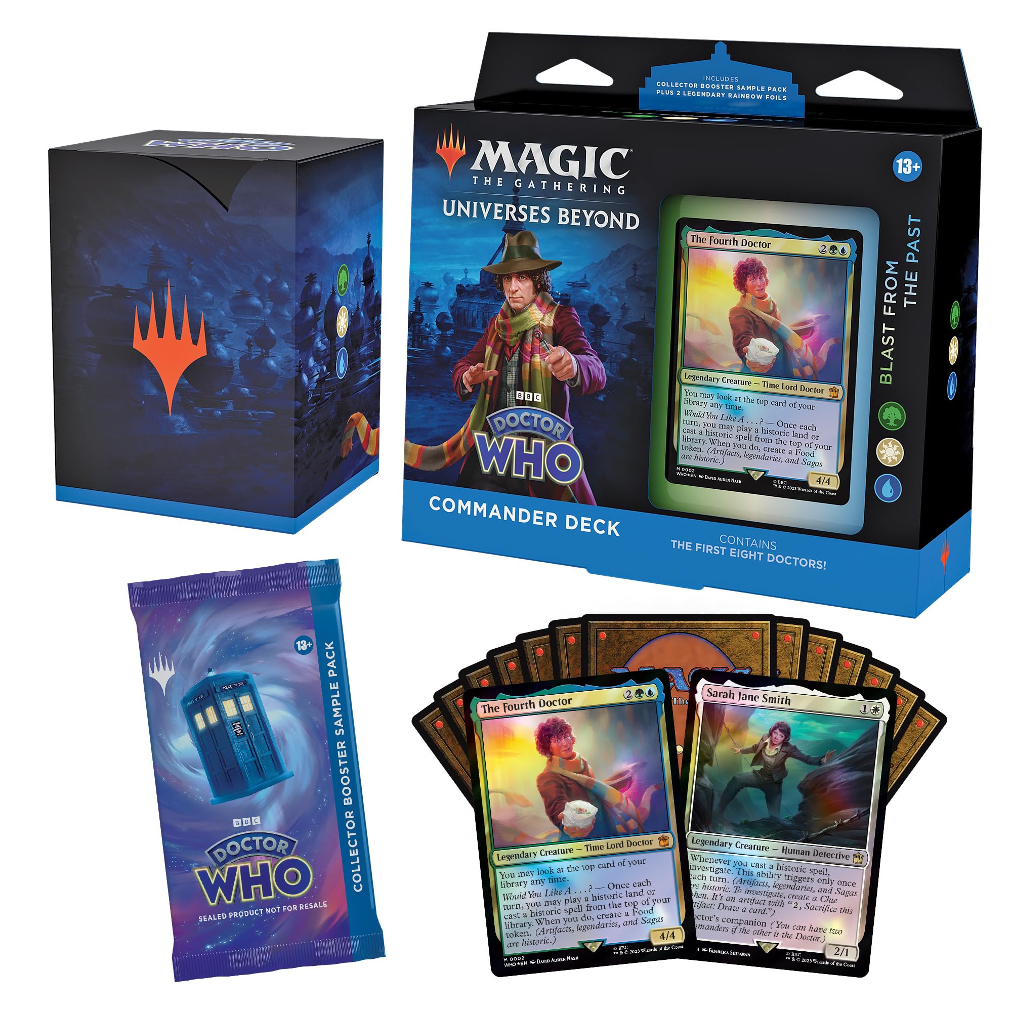 Magic The Gathering Doctor Who Commander Deck – Blast from The Past (100-Card Deck, 2-Card Collector Booster Sample Pack + Accessories)