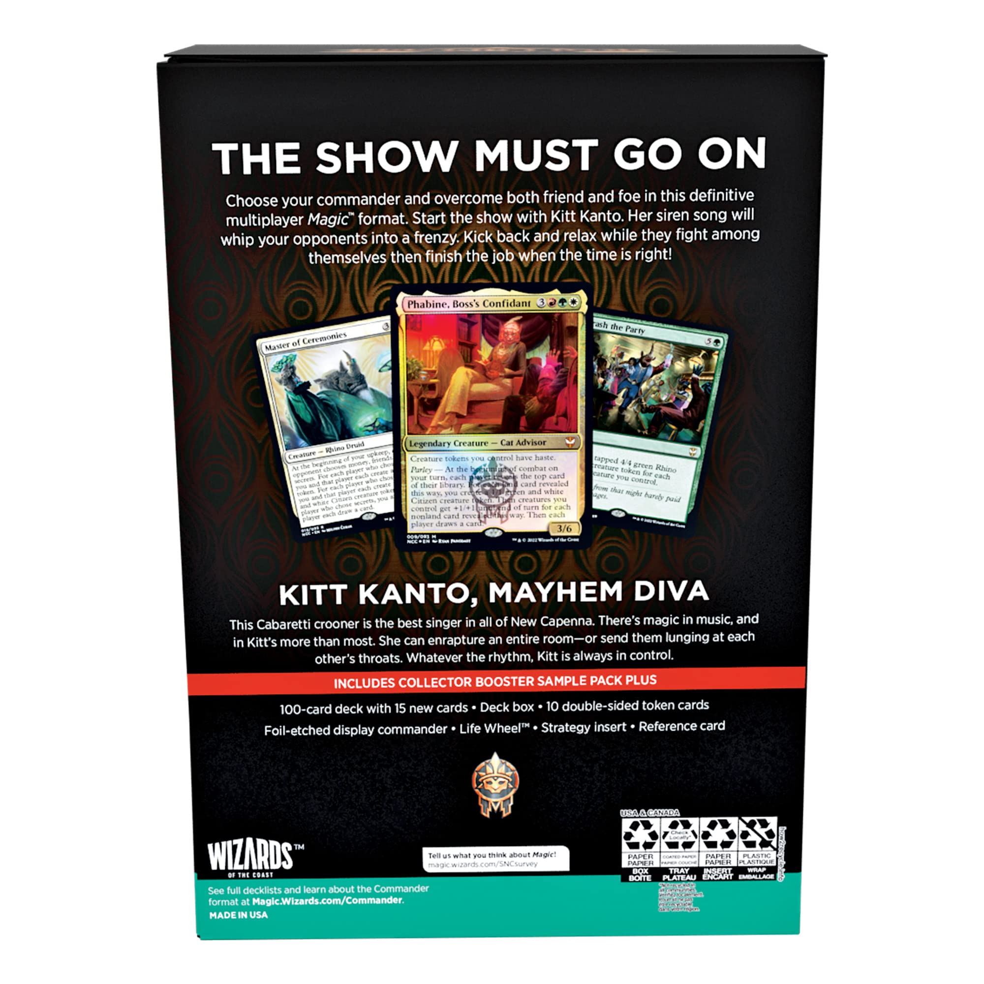 Magic: The Gathering Streets of New Capenna Commander Deck – Cabaretti Cacophony + Collector Booster Sample Pack